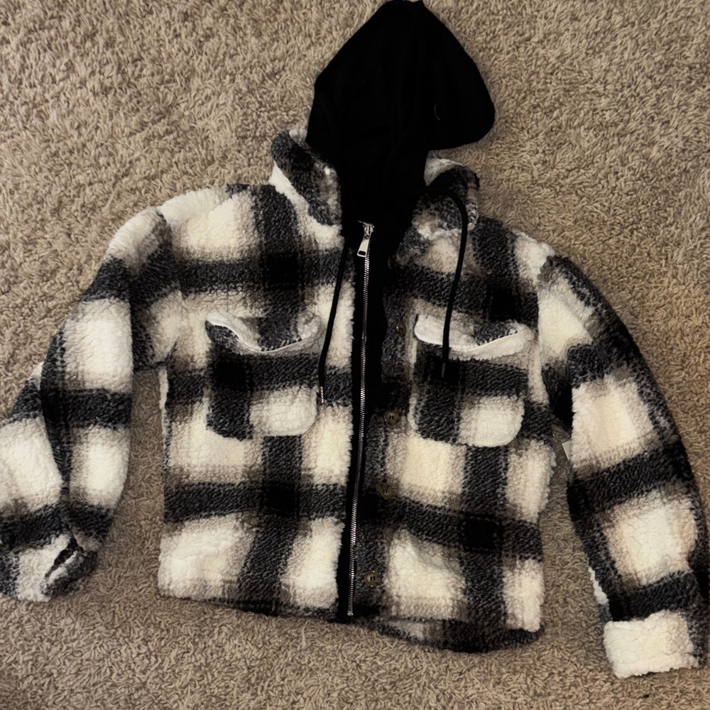 No Boundaries Black and White Sherpa Jacket